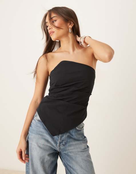 Abercrombie & Fitch structured strapless top in black