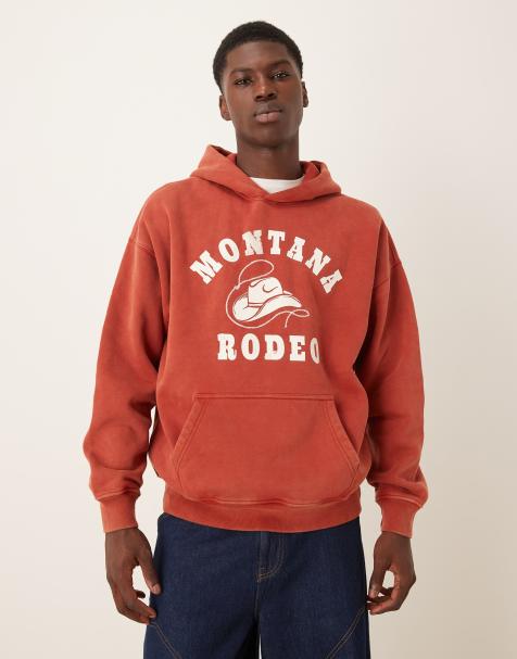 Abercrombie & Fitch – Czerwona bluza z kapturem z kowbojskimi grafikami i zapięciem na zamek - view 1