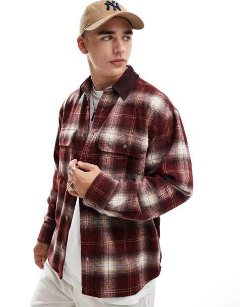 Abercrombie & Fitch – Czerwona, gruba koszula flanelowa w stylu roboczym - view 1