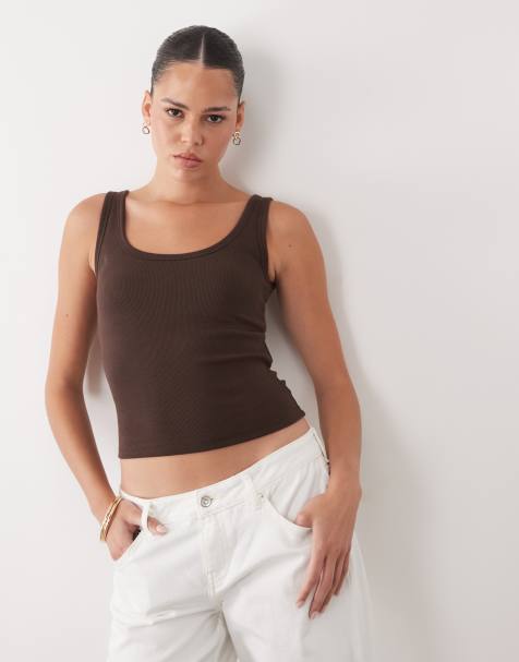 Abercrombie & Fitch - Débardeur à encolure dégagée avec soutien-gorge intégré - Marron - view 1