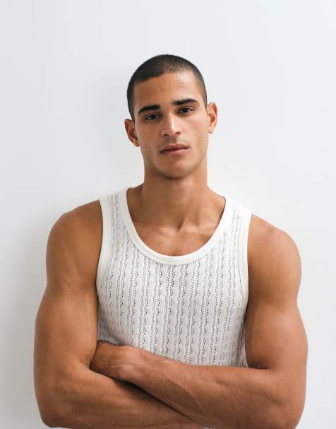 Abercrombie & Fitch - Débardeur en maille pointelle - Crème - view 1