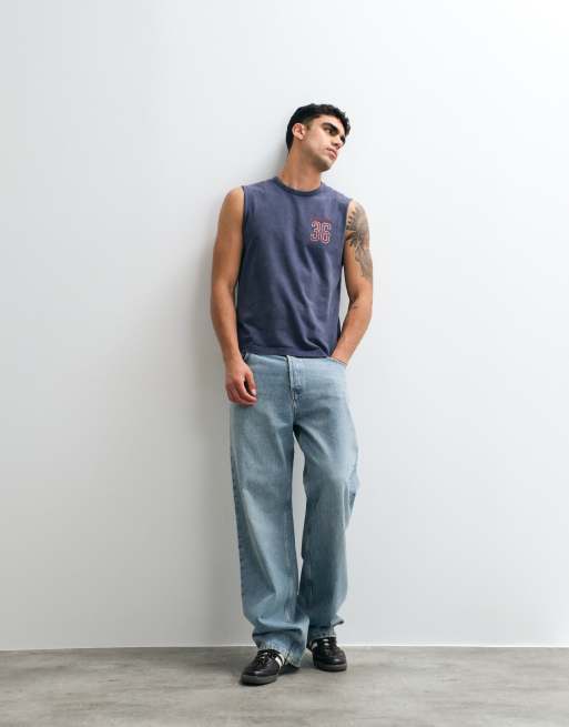 Abercrombie & Fitch - Débardeur oversize - Bleu marine délavé, 2 de 5