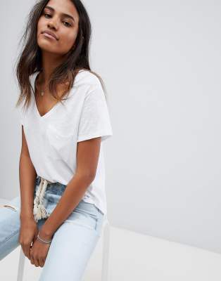 deep v white shirt