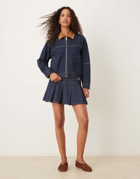 Abercrombie & Fitch denim contrast collar barn jacket in indigo wash - view 1
