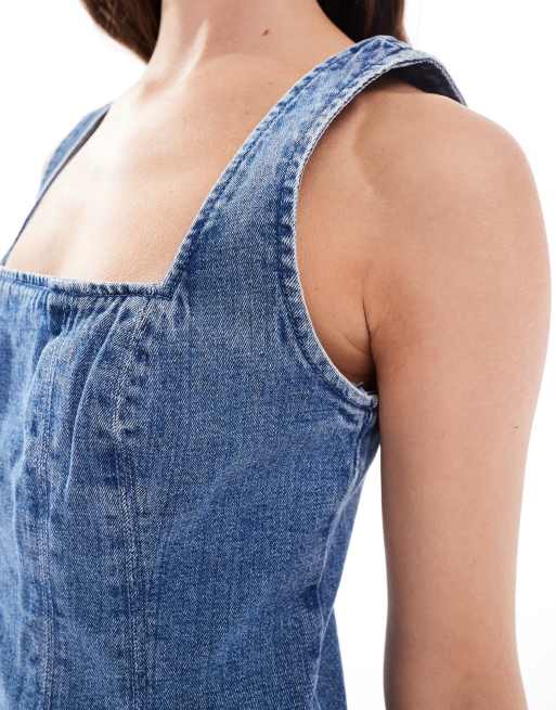 Abercrombie Fitch denim mini dress in mid wash blue ASOS