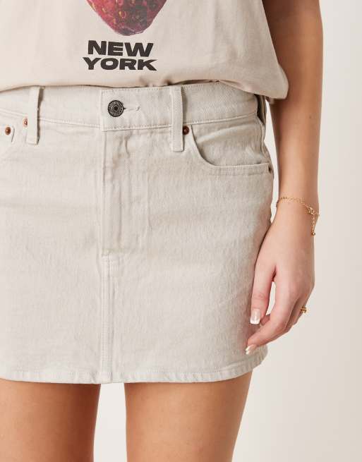 Abercrombie & Fitch denim mini skirt in light gray | ASOS