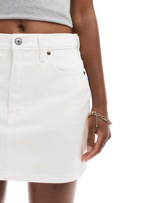 Abercrombie & Fitch denim mini skirt in white, 4 of 5