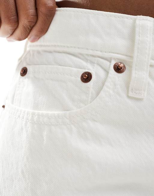 Abercrombie & Fitch denim mini skirt in white, 5 of 5