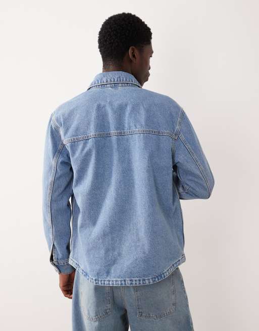 Abercrombie & Fitch - Denim shacket in middenblauw met wassing, 3 van 5