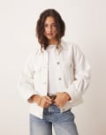 [Abercrombie & Fitch] Abercrombie & Fitch denim trucker jacket in white XL WHITE