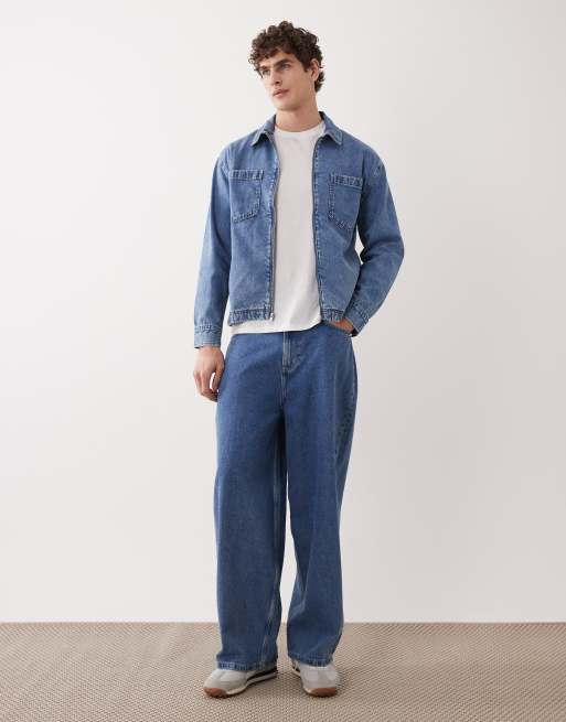 Abercrombie & Fitch - Denim workwear jack met rits in indigo, 2 van 5