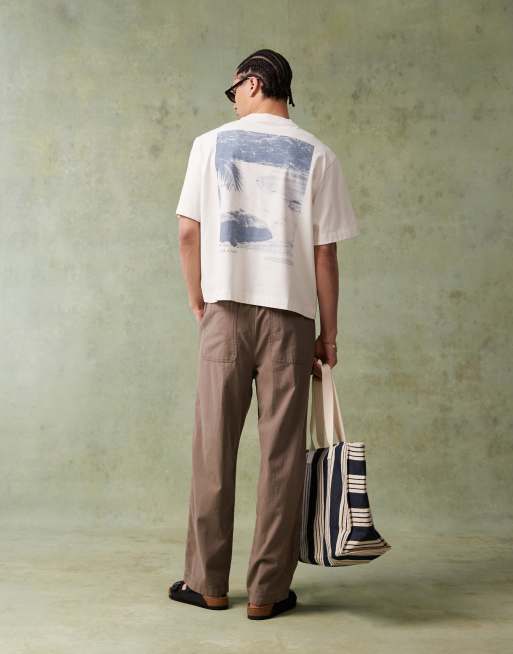 Abercrombie & Fitch destination back print cropped t-shirt in white