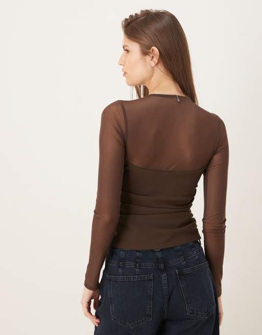 Abercrombie & Fitch - Diepuitgesneden top in bruin, 3 van 4