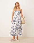 [Abercrombie & Fitch] Abercrombie & Fitch dipped waist smocked poplin midi dress in yellow XL BLUE