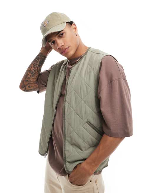 Abercrombie & Fitch - Doorgestikte utility bodywarmer in lichtgroen
