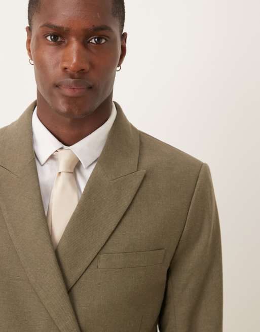 Abercrombie & Fitch double breasted linen look suit blazer in