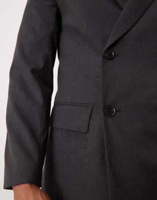 Abercrombie & Fitch double breasted wool blend flannel blazer in charcoal 
