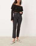 [Abercrombie & Fitch] Abercrombie & Fitch double waistband straight fit jeans in black W25 Short Grey/black