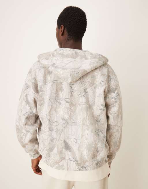 Abercrombie & Fitch double zip front pocket hoodie in light camo print