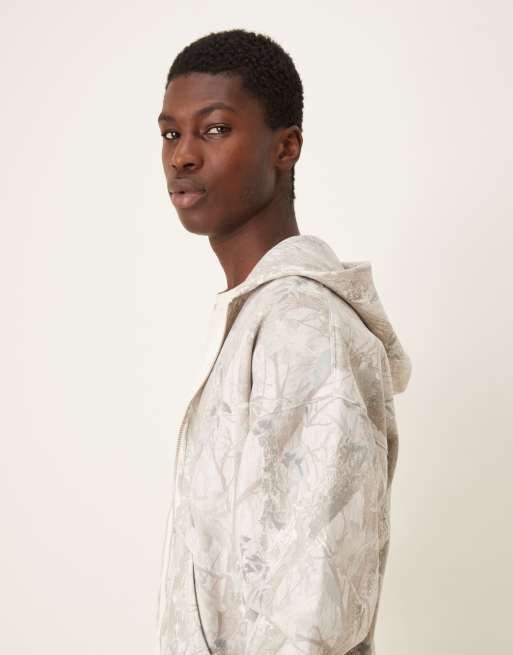 Abercrombie & Fitch double zip front pocket hoodie in light camo print