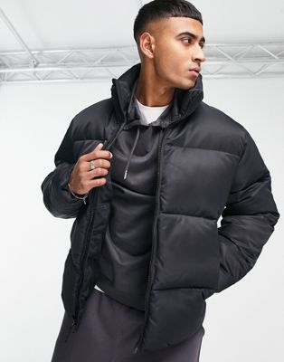 Abercrombie & Fitch heavyweight puffer jacket in black - ASOS Price Checker