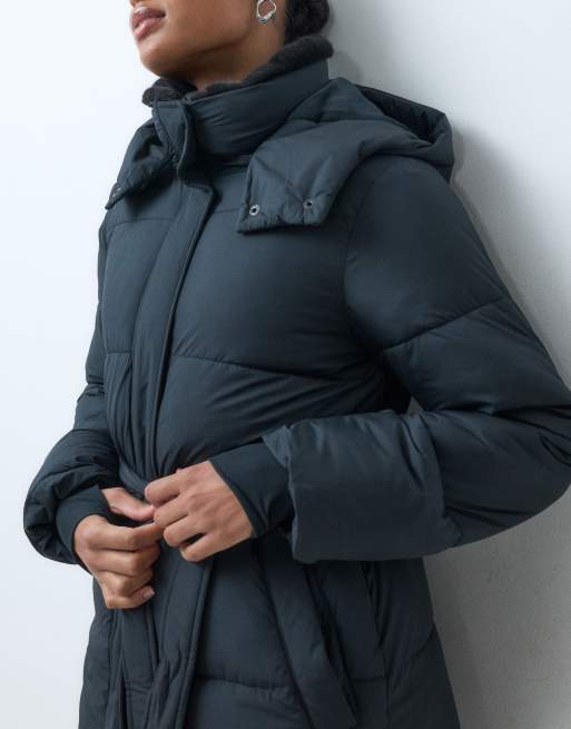 Abercrombie & Fitch doudoune longue ceinturée avec col noire, 2 de 5