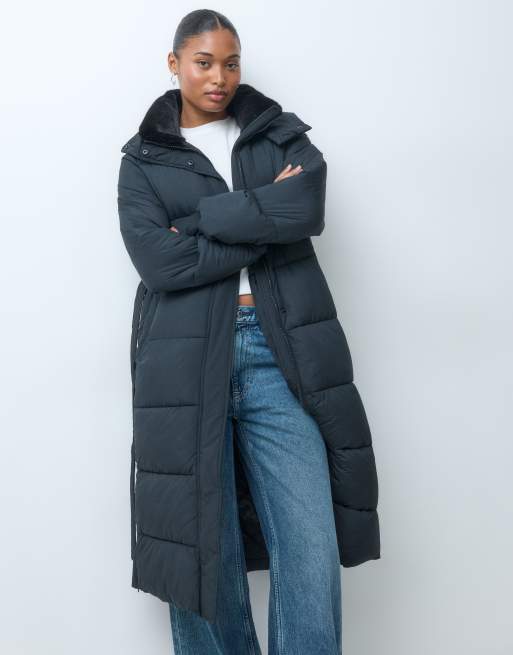 Abercrombie & Fitch doudoune longue ceinturée avec col noire, 3 de 5