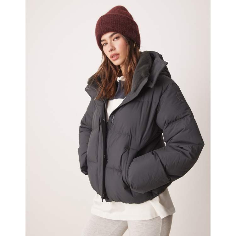 Abercrombie Fitch down filled heavyweight mid length puffer jacket in charcoal ASOS