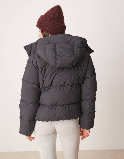 Abercrombie & Fitch down filled heavyweight mid length puffer jacket in charcoal, 2 of 4