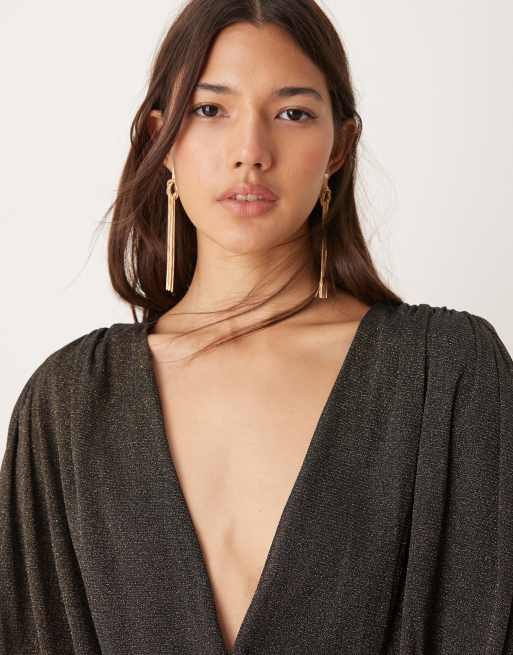 Abercrombie & Fitch – Drapierter Body in glitzerndem Schwarz, 2 von 4