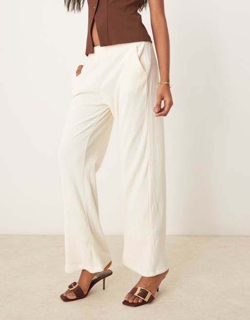 Abercrombie & Fitch drawstring rib flare joggers in cream, 2 of 5