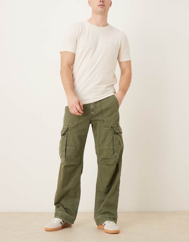 Abercrombie & Fitch drawstring waist cargo pants in washed green