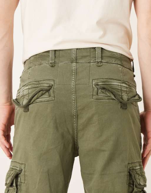 Abercrombie & Fitch drawstring waist cargo pants in washed green