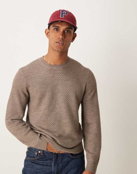 Abercrombie & Fitch – Dressed Up – Strickpullover aus Merinowolle in meliertem Braun - view 1