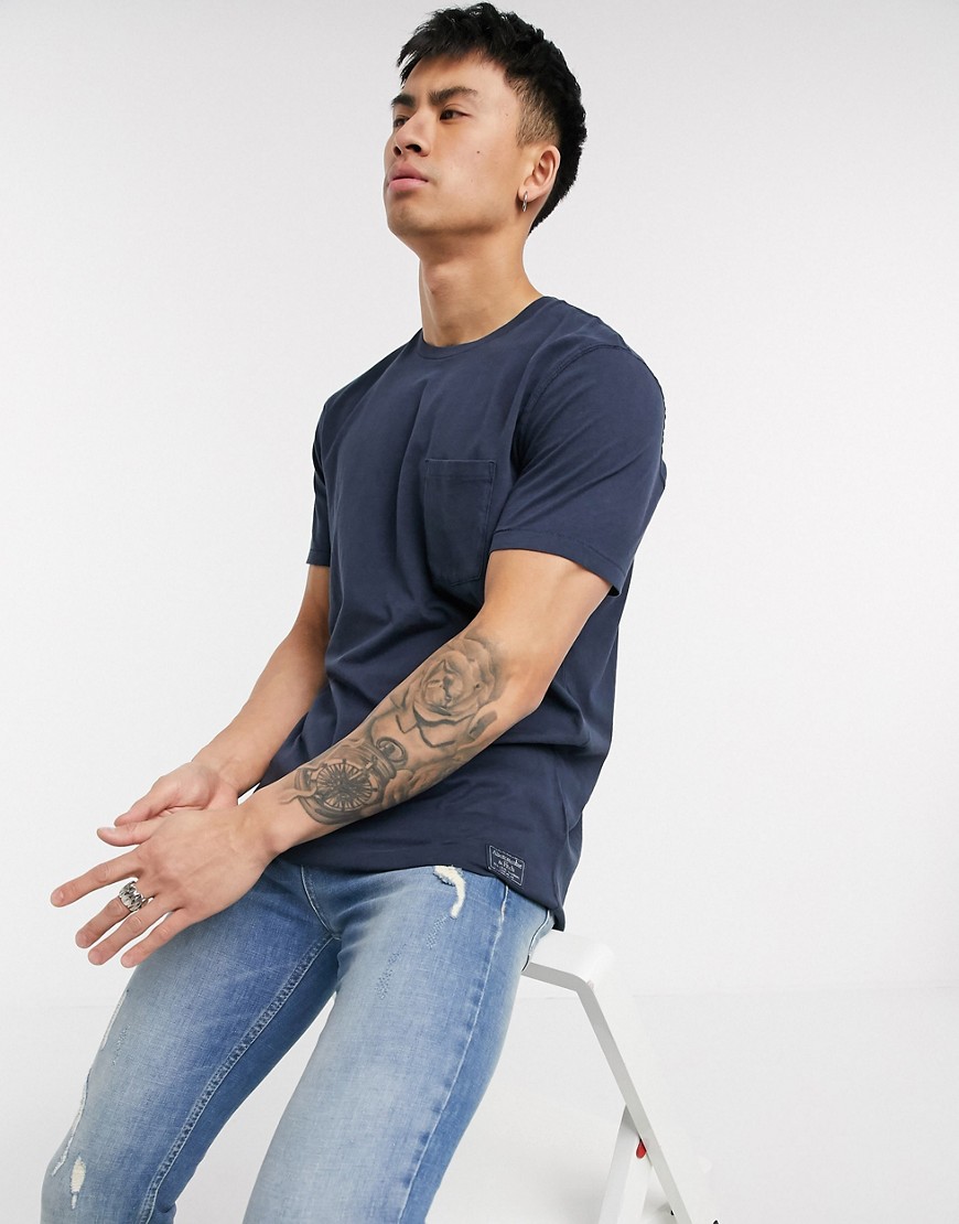 Abercrombie & Fitch dye essential crew neck t-shirt-Navy