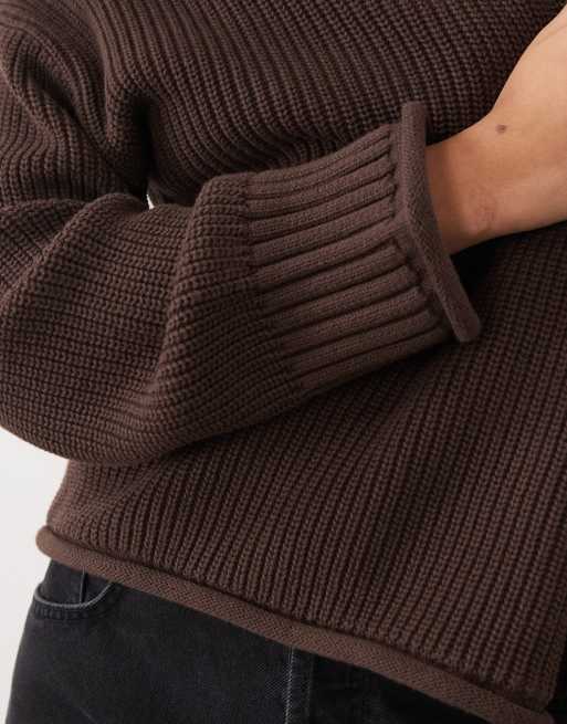 Abercrombie & Fitch dzianinowy sweter oversize w kolorze brązowym, 3 z 4