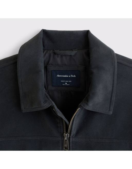 Abercrombie & Fitch Easy vegan suede zip trucker jacket in black, 7 of 7