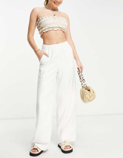 Abercrombie & Fitch elasticated waist linen pants in white - part of a set