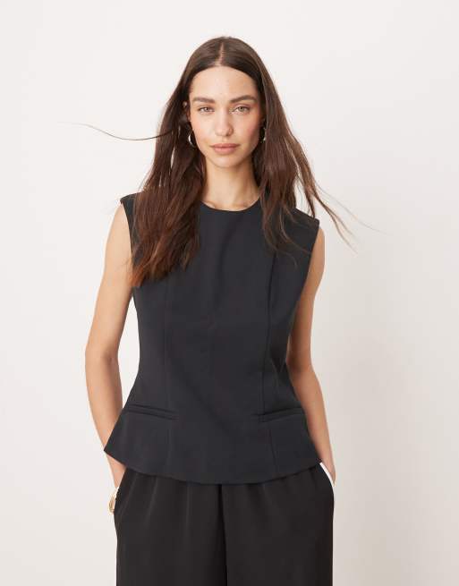 Abercrombie & Fitch - Elegante top met lange pasvorm in zwart