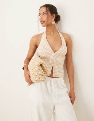 Abercrombie & Fitch - Elegantes Neckholder-Top in Beige-Neutral