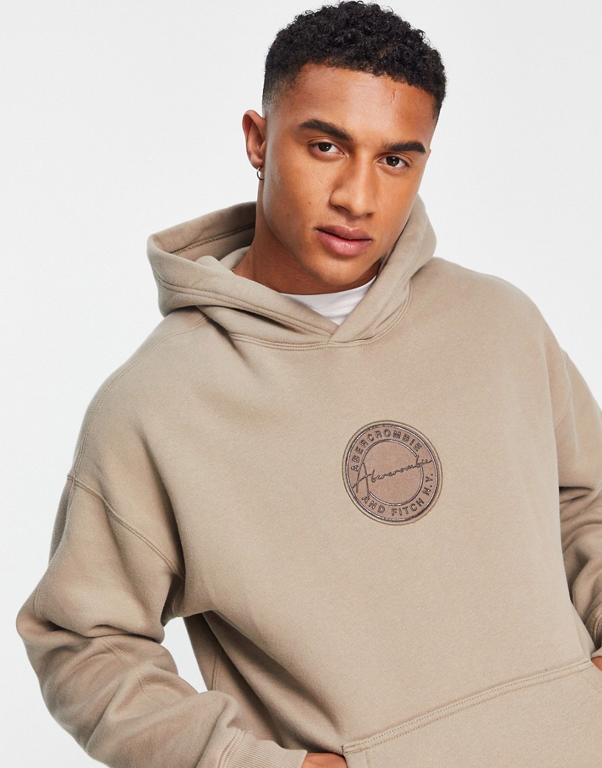 Abercrombie & Fitch elevated central circle logo hoodie in brown