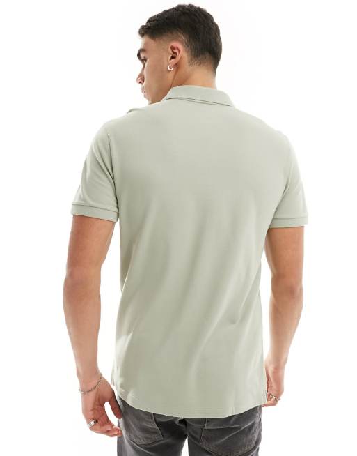 Abercrombie & Fitch elevated icon logo pique polo in light green, 3 of 4