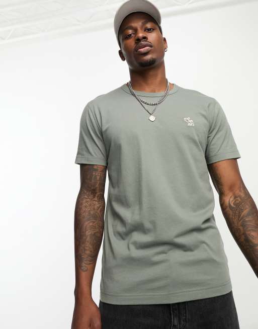 Abercrombie u0026 Fitch elevated icon logo t-shirt in grey green | ASOS