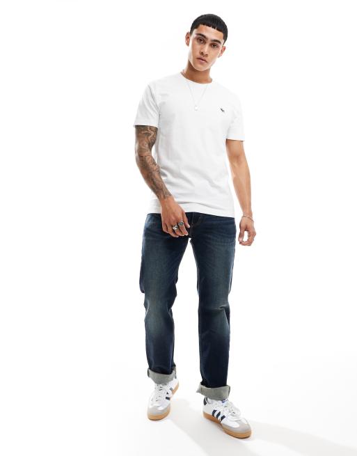 Abercrombie & Fitch elevated icon logo t-shirt in white, 4 of 4