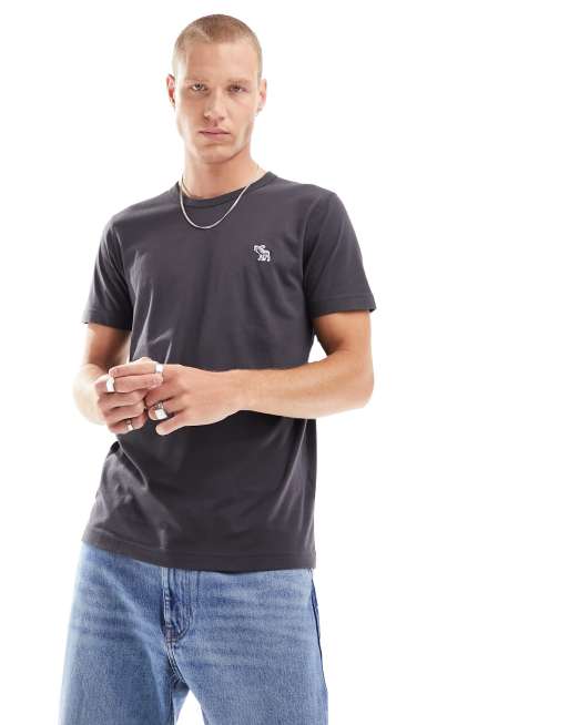 Abercrombie & Fitch - Elevated Icon - T-shirt nero slavato con logo