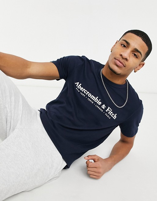 Abercrombie & Fitch elevated tech logo t-shirt in navy