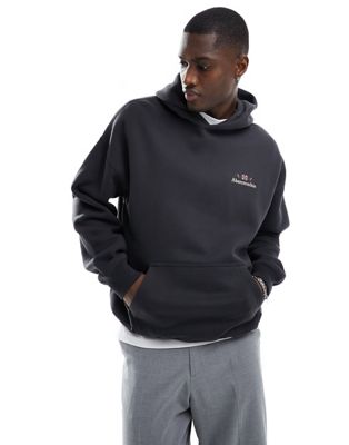 Abercrombie & Fitch embroidery front logo hoodie in charcoal