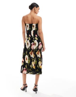 Abercrombie & Fitch Emerson Strapless Printed Maxi Dress In Pink