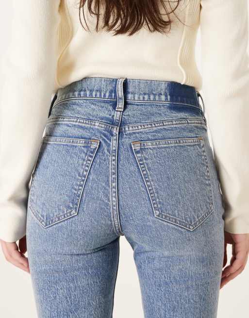 Abercrombie & Fitch – Enge Jeans in Mittelblau mit hohem Bund, 4 von 5