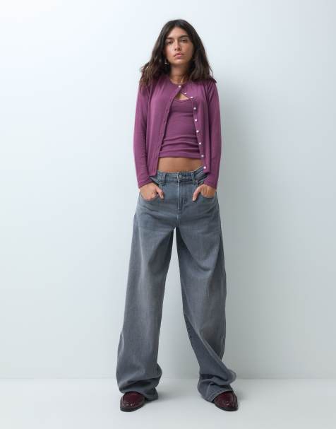 Abercrombie & Fitch ensemble 2-en-1 cardigan et caraco toucher doux, couleur baie - view 1